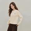 INMAN Women's Retro Twist Knit Crew Neck Sweater