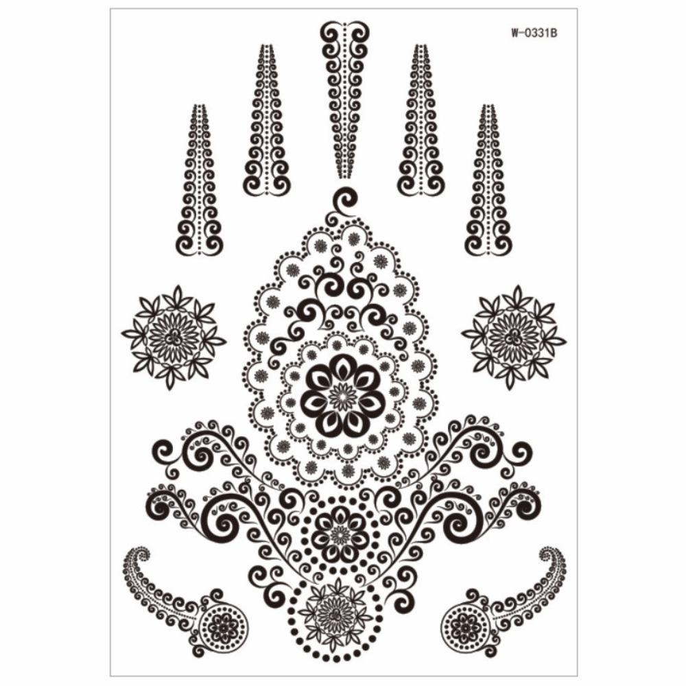 

Black Mehndi Stickers Henna Tattoo Stickers Lace Fake Tattoo Body Art Sticker India Mehndi W 0331B