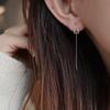 Drop Ear Line Langhengende øredobber for kvinner Rose gullfarge Zircon Crystal Piercing Threader Øredobber Øretilbehør Smykker