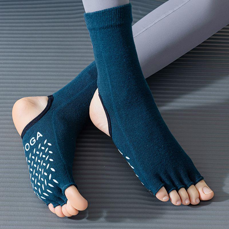 

Small Fish plus Five Fingers Spring and Summer Knee High Sports Yoga Socks 2306D dark green