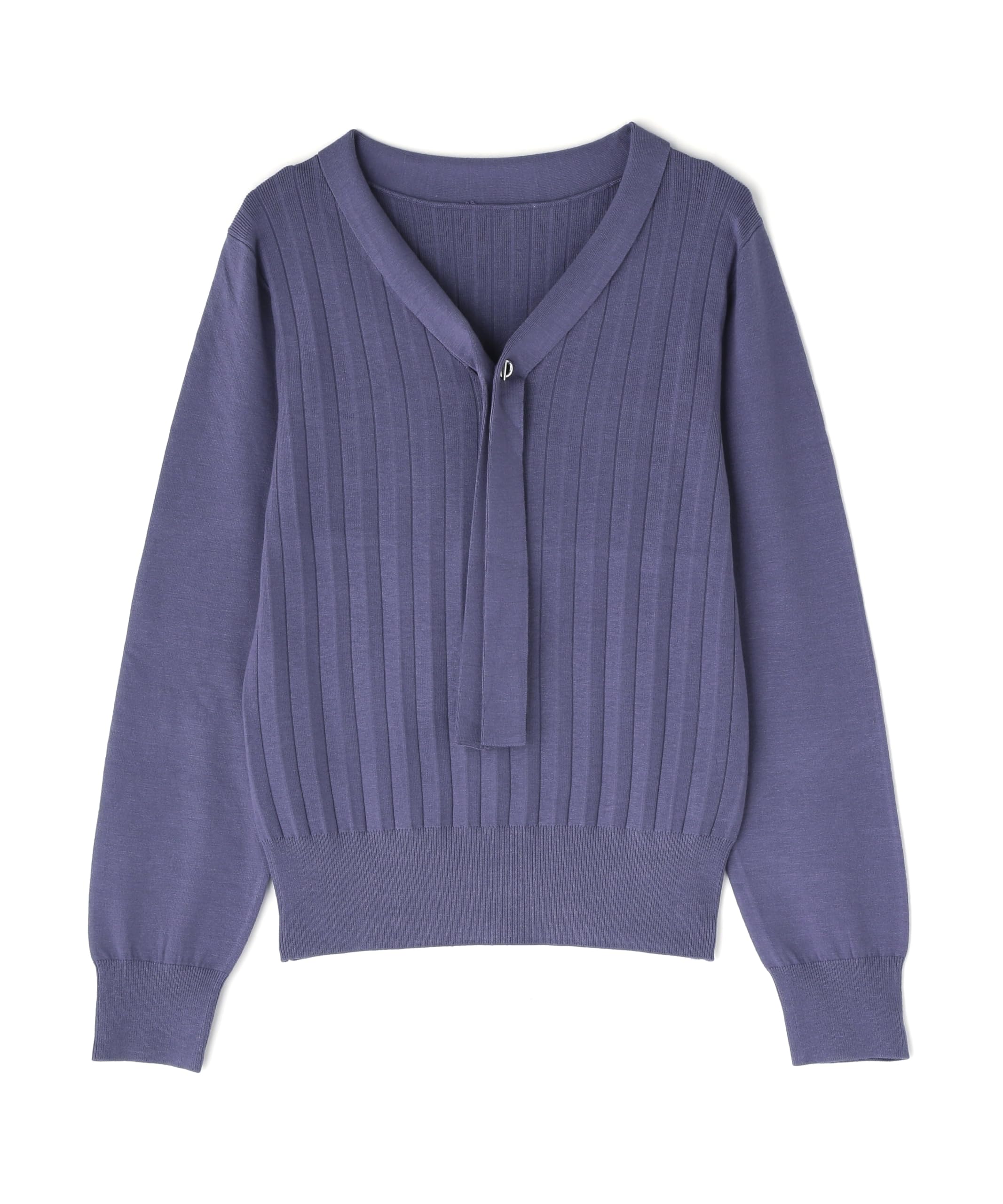 

Natural Beauty Basic Eyelet Bow Pleated Knit Blue Women s Sweater, синий