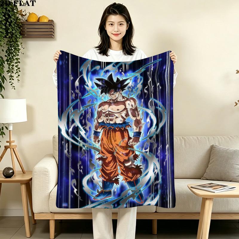 1PC Son Goku Patterned Flannel Blanket Suitable For All Seasons For Home Decor Warmth And Comfort Gifts Holiday Present