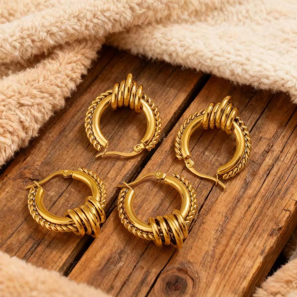 Elegante Titanstahl Seilzwirn Creolen – Stilvoller Edelstahlschmuck für Damen