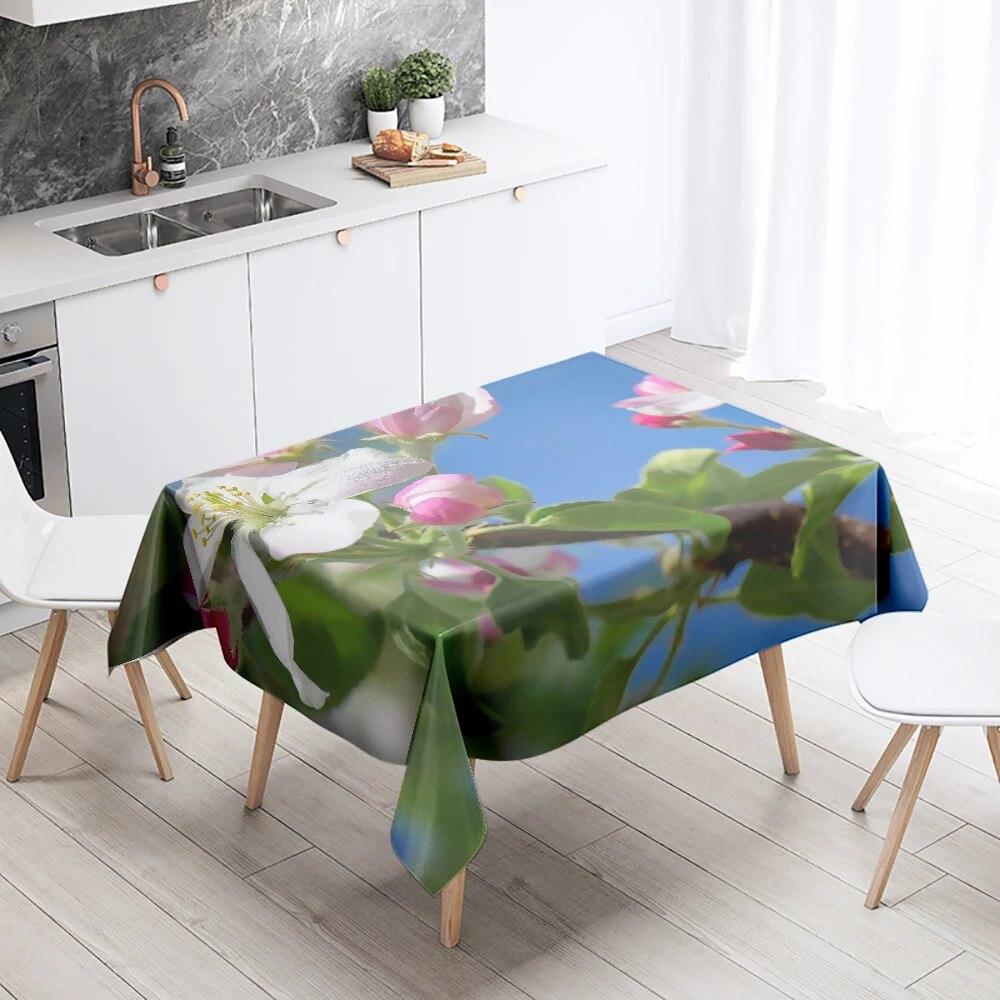 Tischdecke mit bunten Blumen, Rosen- und Tulpenmuster, schmutzabweisend, wasserdicht, rechteckig, für Küche, Esstisch, Heimdekoration