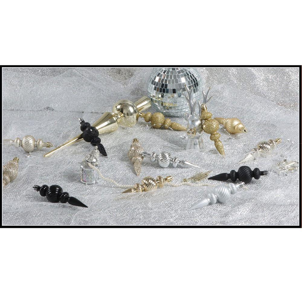 16Pcs 16Pcs/Box Christmas Hanging Balls Special Shaped Gold Powder Xmas Tree Party Decorations with Hanging Rope