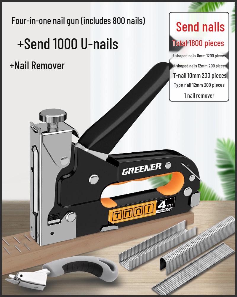 "Green Forest Manual Woodworking Nail Gun: Special Door & Stapler for Home Oil Painting"