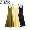 Zbzr Spring New Women Clothes Western Style Versitile Fashion Silk Satin Texture Sling Long Dress 2590934