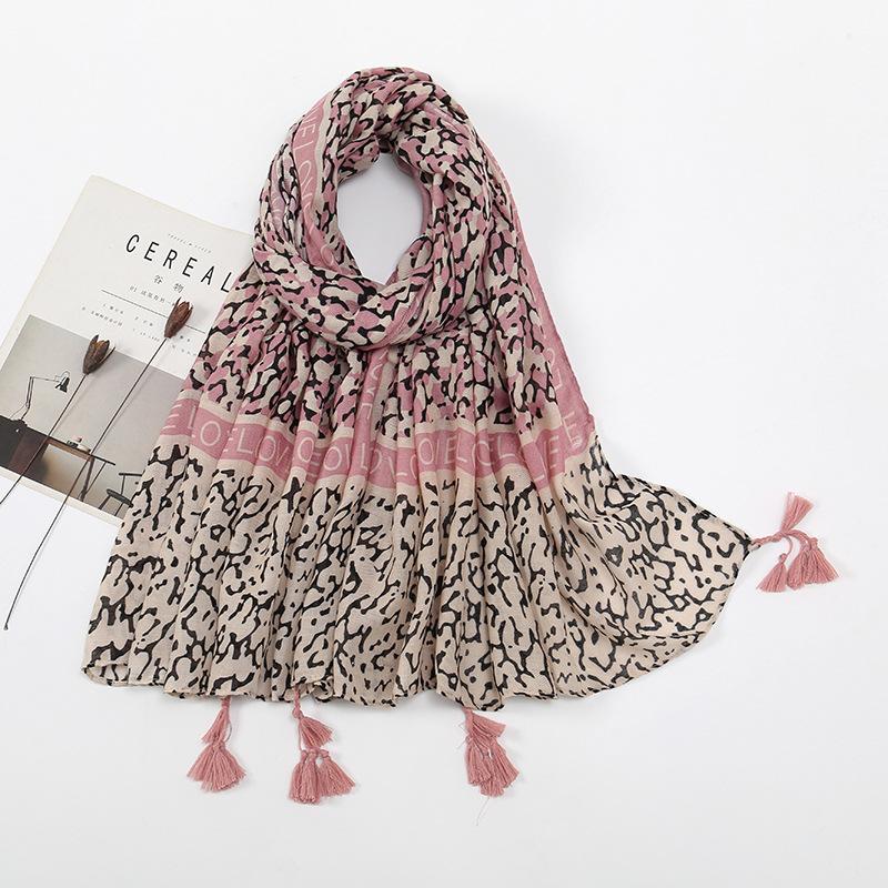 Stort Boho skjerf for kvinner Lett blomstertrykkskjerf Høst Vinter Mote Frynsede sjalomslag, 60 farger