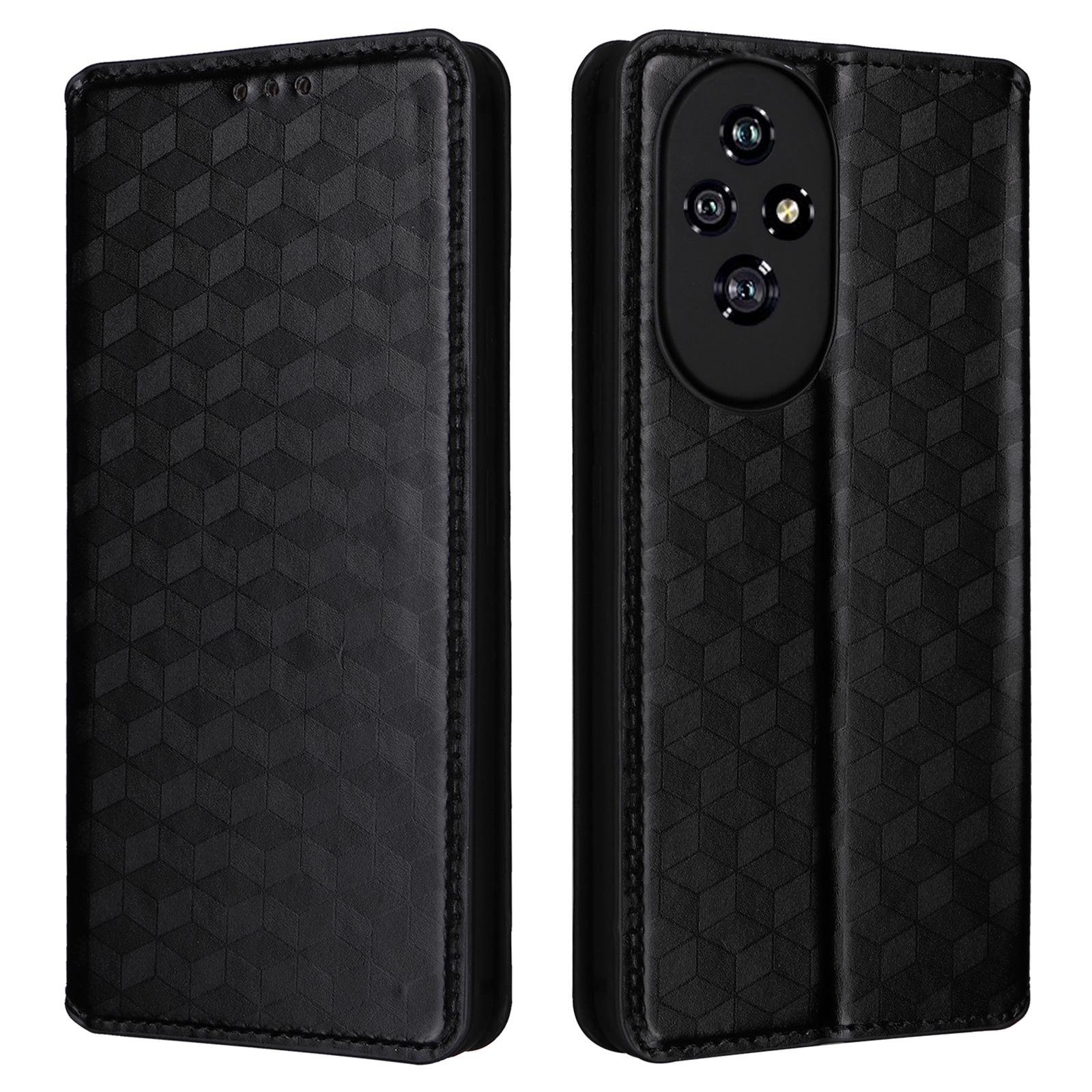 

Чехол For Honor 200 5G из ромбовидной кожи с магнитным поглощением Black