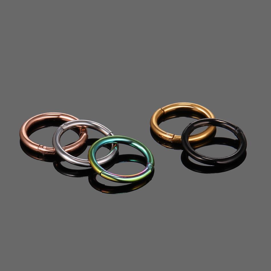 1Pc 316L Stainless Steel Nose Septum Clicker Hinged Segment Ring Nose Hoops Lip Ear Cartilage Ear Helix Body Piercing Jewelry