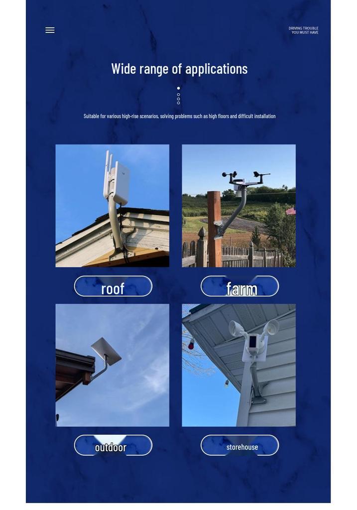 Adjustable Outdoor Antenna & Pole Mount for Wireless Network Bridge with Elevation Angle Control