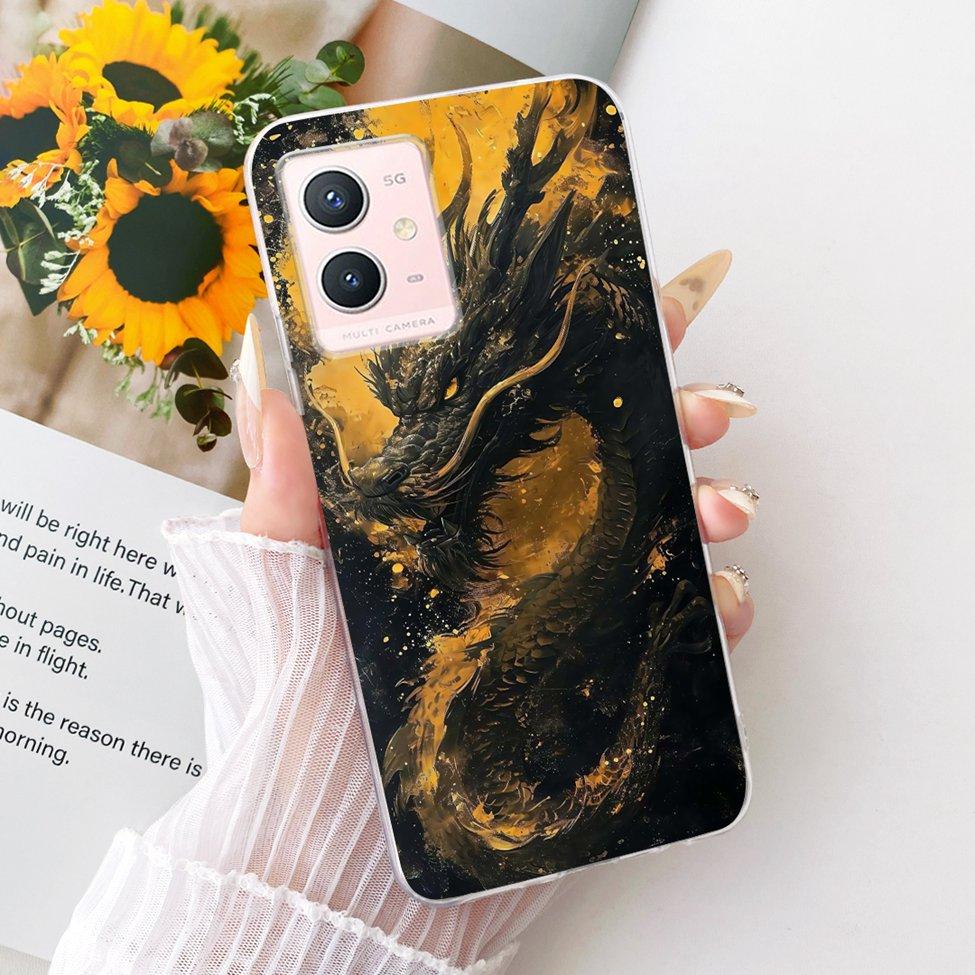 For Vivo Y33s 5G Clear Case Aesthetic Luxury Cute Cat Fashion Butterfly Funny Painted Casing For Vivo V2166A