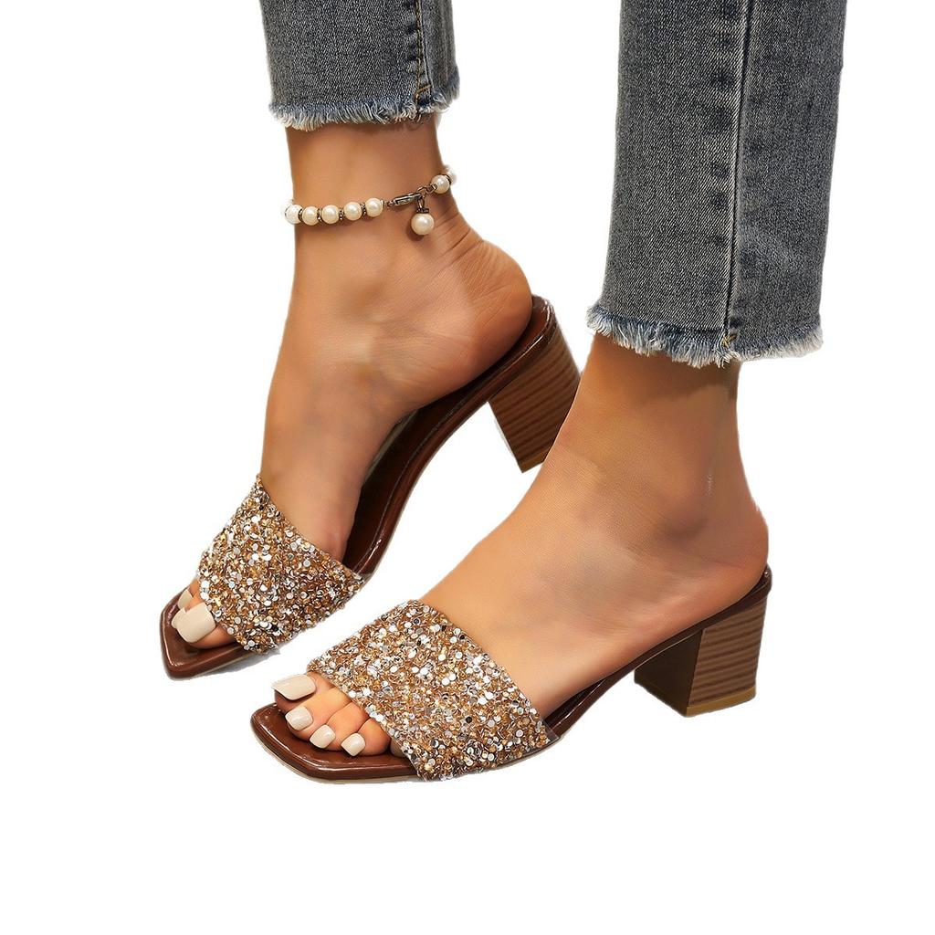 New Style Women's Shoes - Transparent High-heeled Thick-soled Slippers Devotion