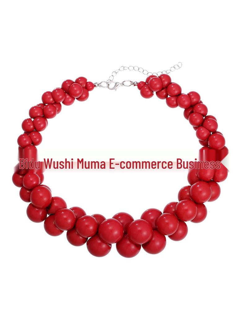 European Acrylic Beaded Necklace: Bold High-End Fashion Statement for Women