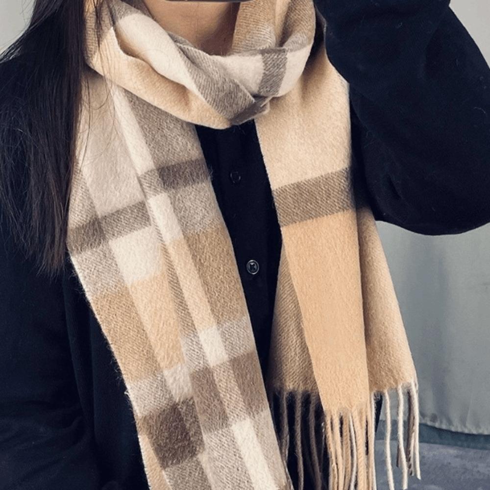 Thickened Plaid Scarf Double-Sided Unisex Scarf Shawl Imitation Cashmere Scarf Outdoor Wear