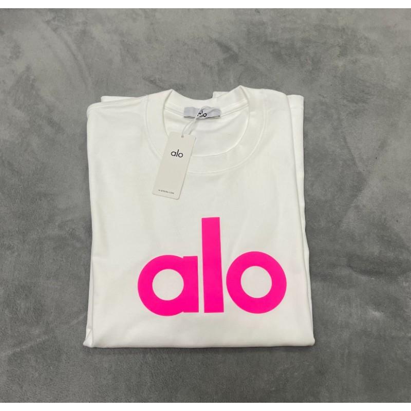 ALO Baumwolle Lockere Passform Unisex Rundhals T-Shirt Streetwear Lässiges Oberteil