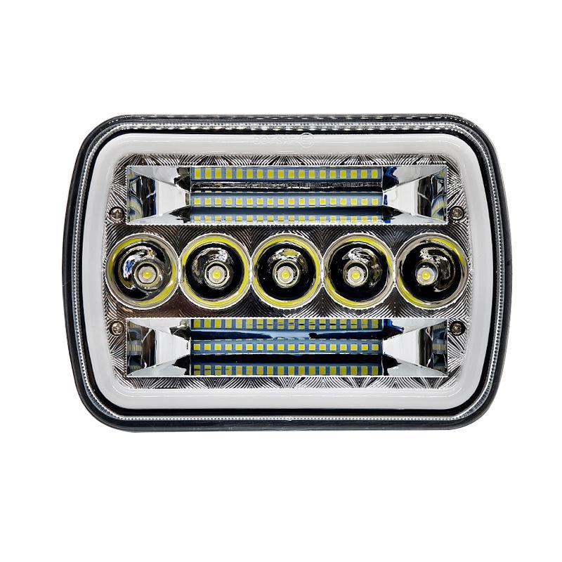 JEEP Wrangler 7-Inch Square LED Headlight with Dual-Color Halo and Daytime Running Light