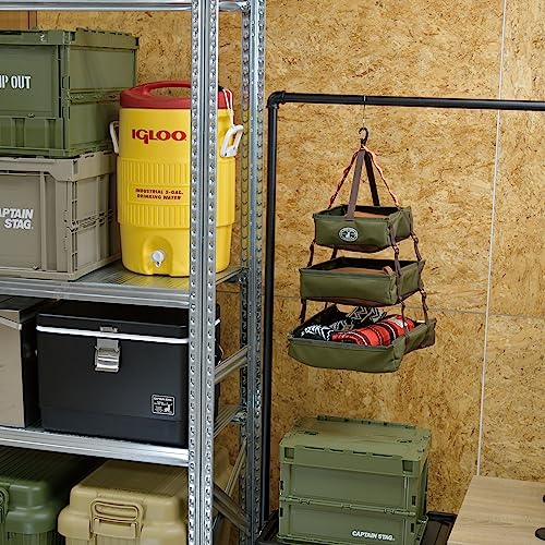 Captain Stag (CAPTAIN STAG) Car Accessories, Outdoor Dry Net, Hanging Storage, Mesh Box, 3-Piece Set, Olive, Beyond Storage UP-1075