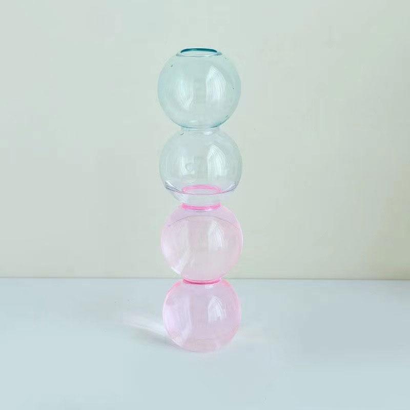 1Pc Glass Vase Hydroponics Desktop Ornaments Crystal Ball Bottle Creative Art Flower Ware Home Decor Colorful Ins