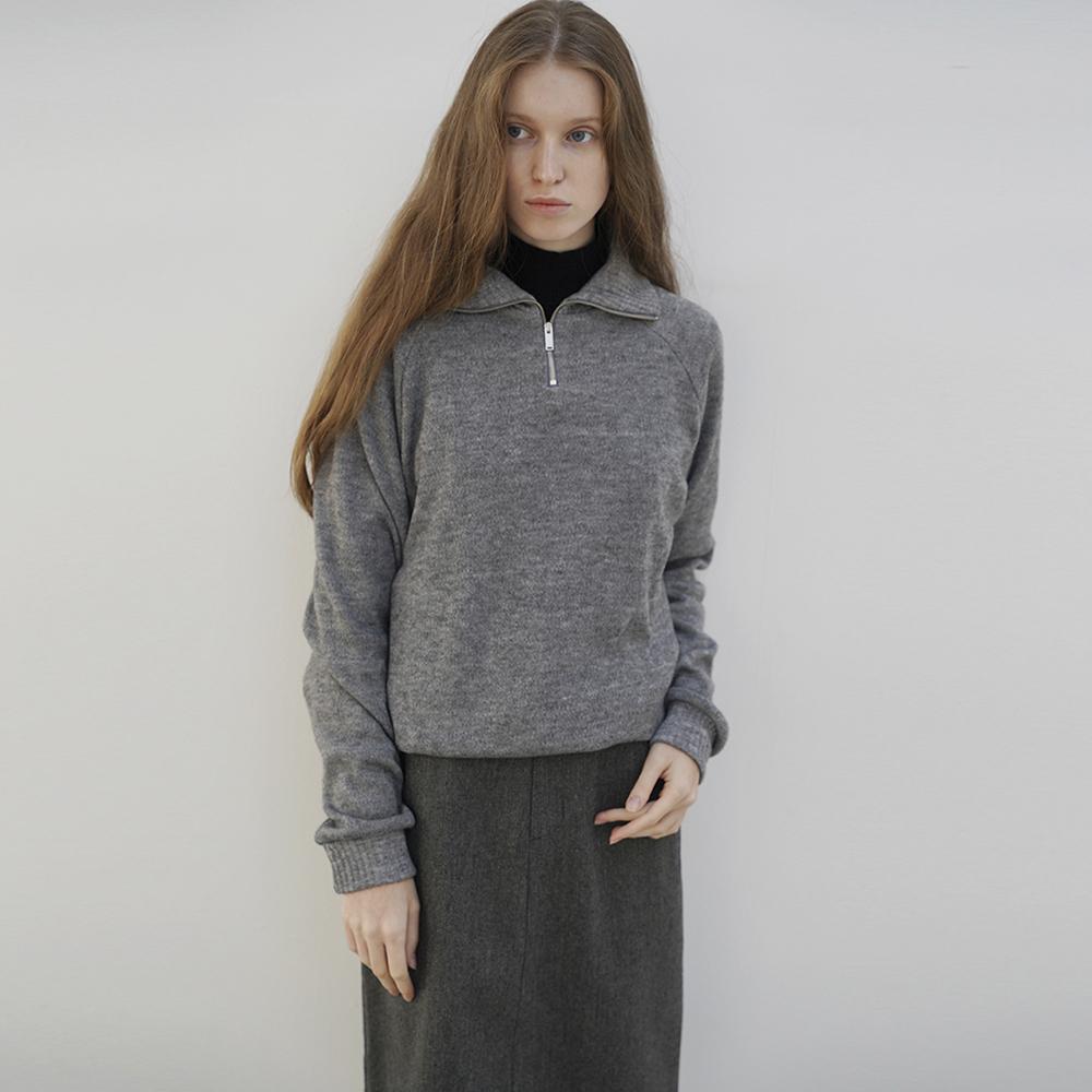 Raye Jenna Half Zip Up Collar Knit (Grey) Free