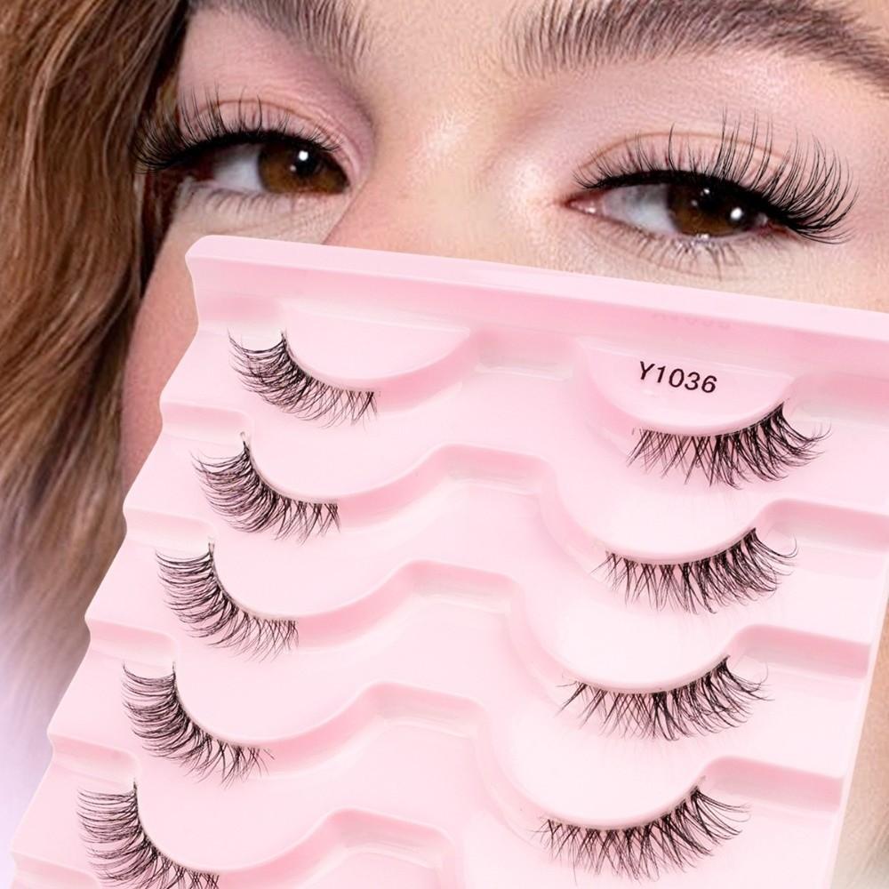 10 Pairs 7-10MM Thick Fluffy False Eyelashes Black Dense Fake Eyelashes DIY Lashes Extension Party