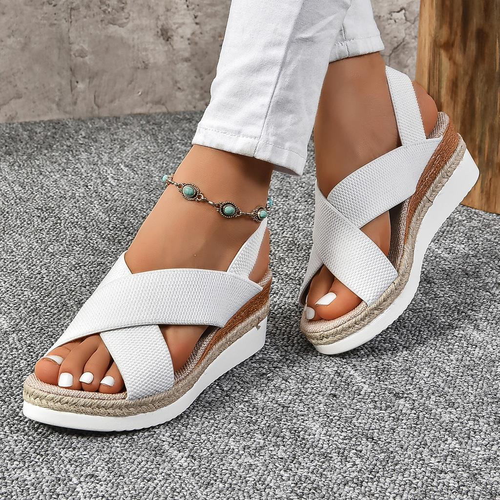 Fashion Plus Size 36-43 Women's Sandals Summer Casual Shoes for Women Comfortable Non-slip Walking Slip On Elastic Fabric Female Shoes
