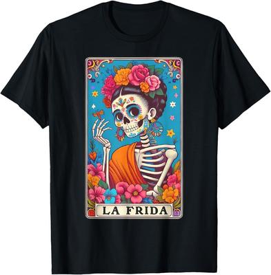 La Frida Tarot Card Dia De Los Muertos Sugar Skull Halloween Unisex T-Shirt