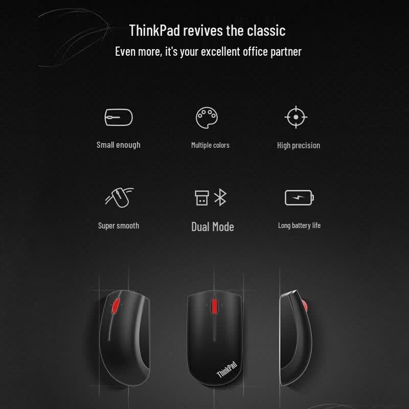 Lenovo Little Black Red Dot Dual Mode Wireless Mouse