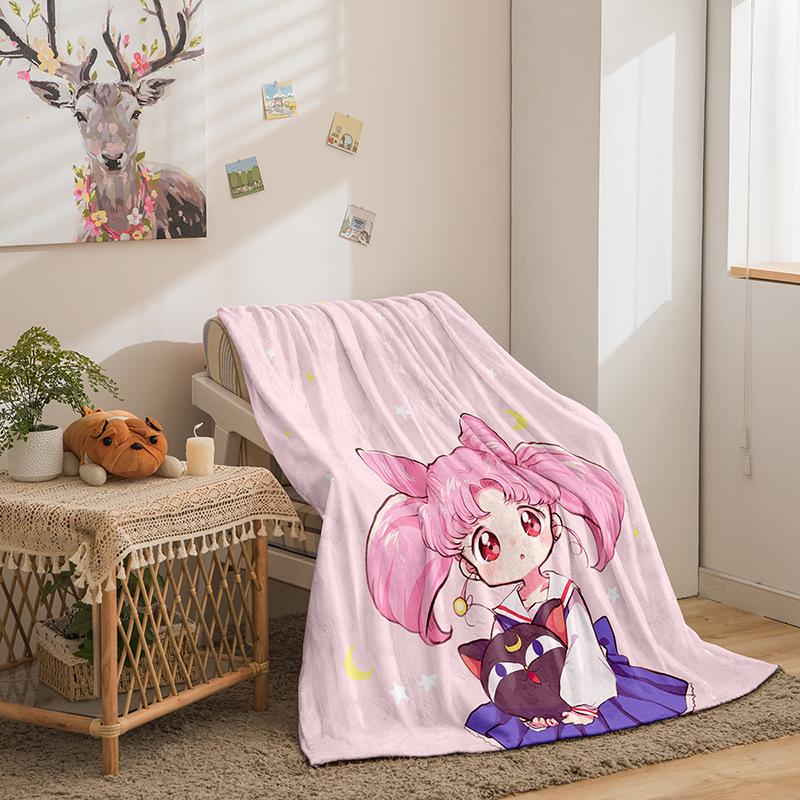 Cartoon Beautiful Girl War Series Double-Sided Flannel 3D Digital Printing Blanket, Blanket