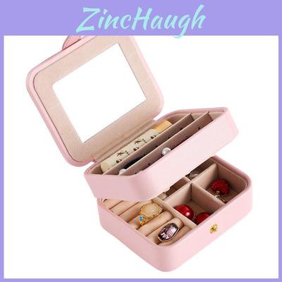 Children Jewelry Box With Mirror Multi Layer Travel Organizer For Earrings And Necklaces