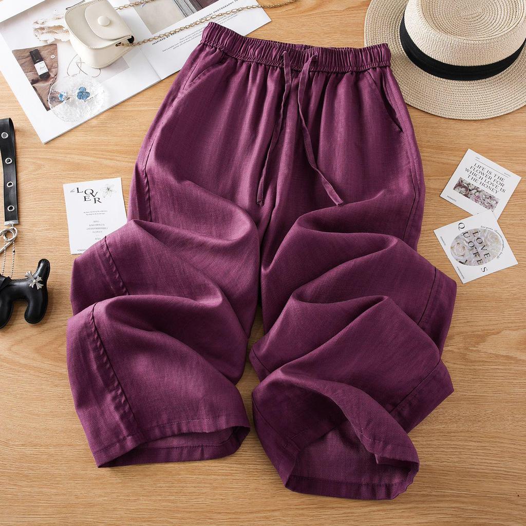 Tencel Linen Women's 2026 Summer Loose Wide-Leg Nine-Point Pants