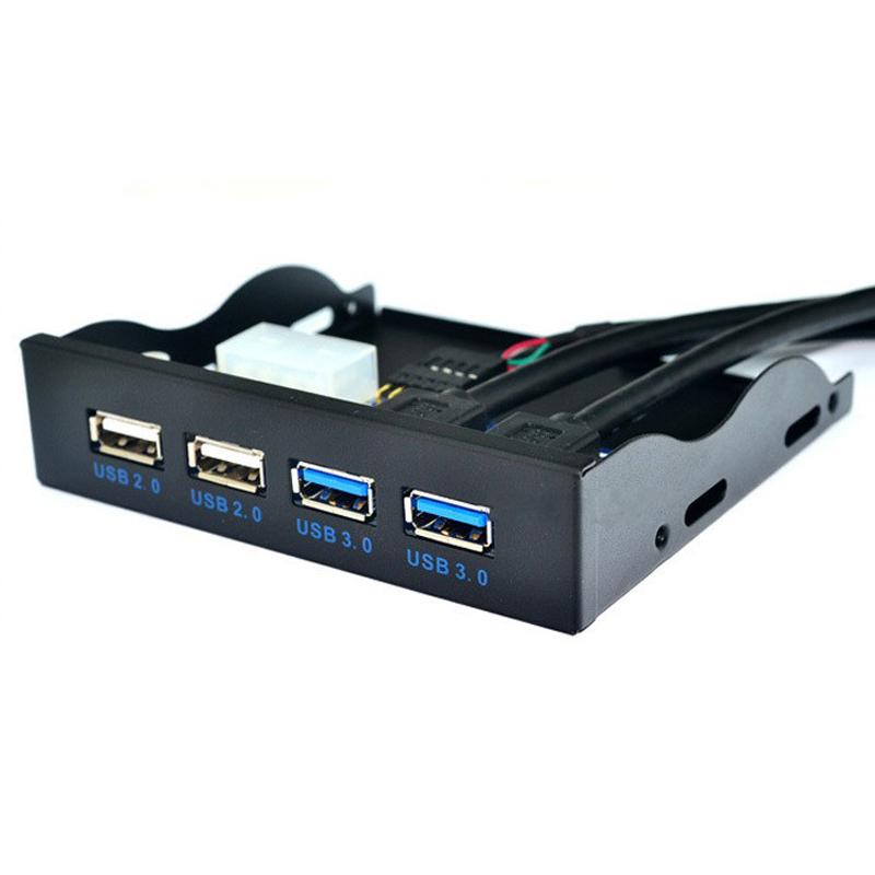 BTBcoin HUB USB 2.0 USB 3.0 4Port Front Panel USB3.0 Hub Splitter Internal Combo Bracket Adapter for Desktop 3.5 Inch Floppy Bay