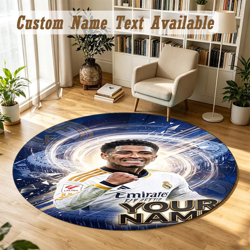 Covor rotund Nume personalizatModel Jude Bellingham Covor antiderapant Decor podea casă
