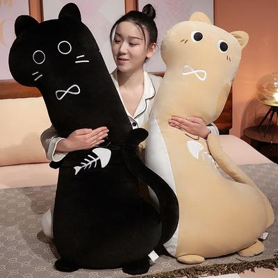 Cartoon Black Cat Long Throw Pillow Plush Toy Doll Cat Doll Girl Sleeping Soothing Doll