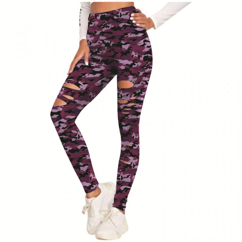 Womens Camo Print Ripped Butt Lifting Yoga Pants Stretch Gym Leggings