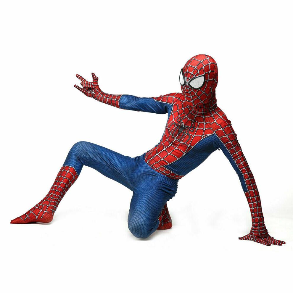(Kids M (120-130)) Raimi Spider Man Bodysuit Cosplay Costume Jumpsuit