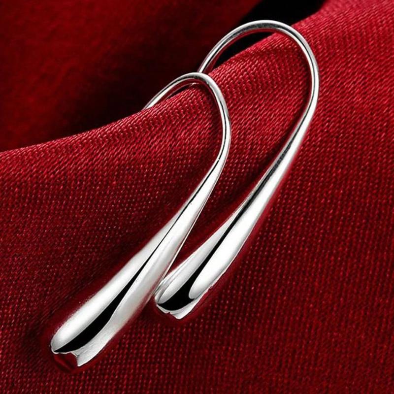 925 Sterling Silver Plated Water Drop Pendants Hoop Earrings for Women Wedding Party Luxury Fashion Jewelry 2025 Christmas Gift