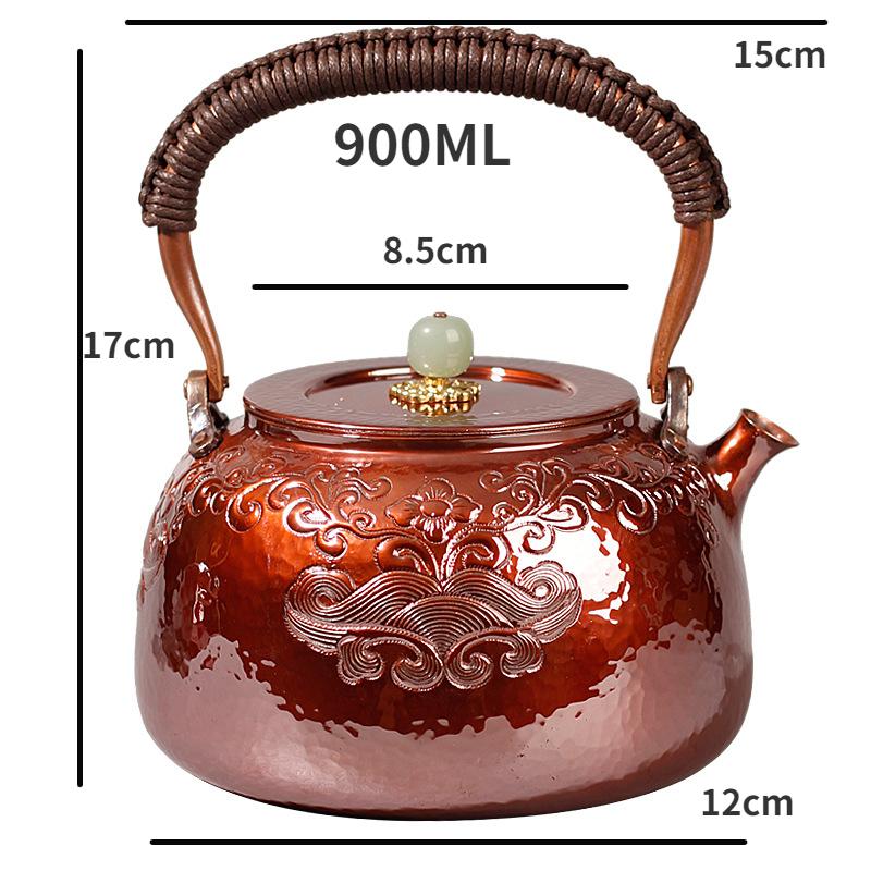 Large Capacity Copper Teapot Vintage Boiling Teapot Household Uncoated Purple Copper Boiling Water Tilting Kettle