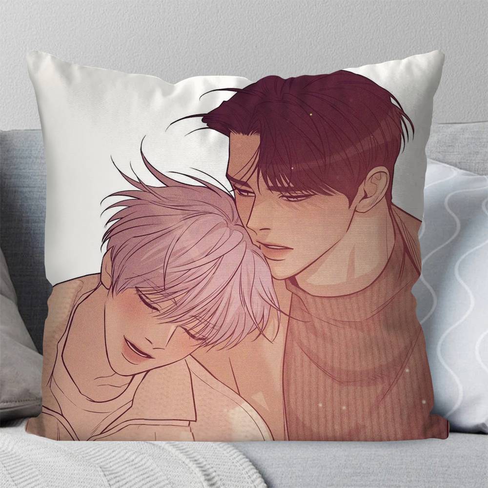 PPearl Boy Manga Pillow Case Fashion Square Pillowcase Bedroom Sofa Room Ins Decoration Leisure