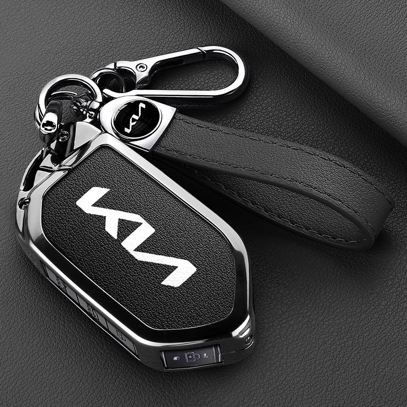 AEH1 Leather Car Key Case Cover Protector Shell For Kia Picanto Sorento MQ4 Carnival KA4 Morning K5 Carens 2024 Auto Accessories