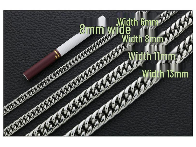 Unisex Titanium Steel Punk Hip-Hop Double Buckle Whip Chain Necklace