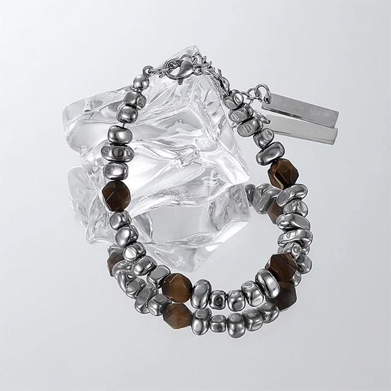 Retro Montage Fragments Beaded Bracelet For Men Stainless Steel Bracelet New Chinese Style Designer Zircon Unisex Accessories