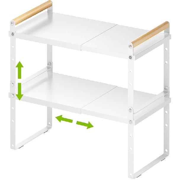 DOLALIKE Expandable kitchen Countertop Organizer, Stackable Cabinet Shelf Organizers, Space Saving Spice Rack Pantry Storage for Bathroom Office