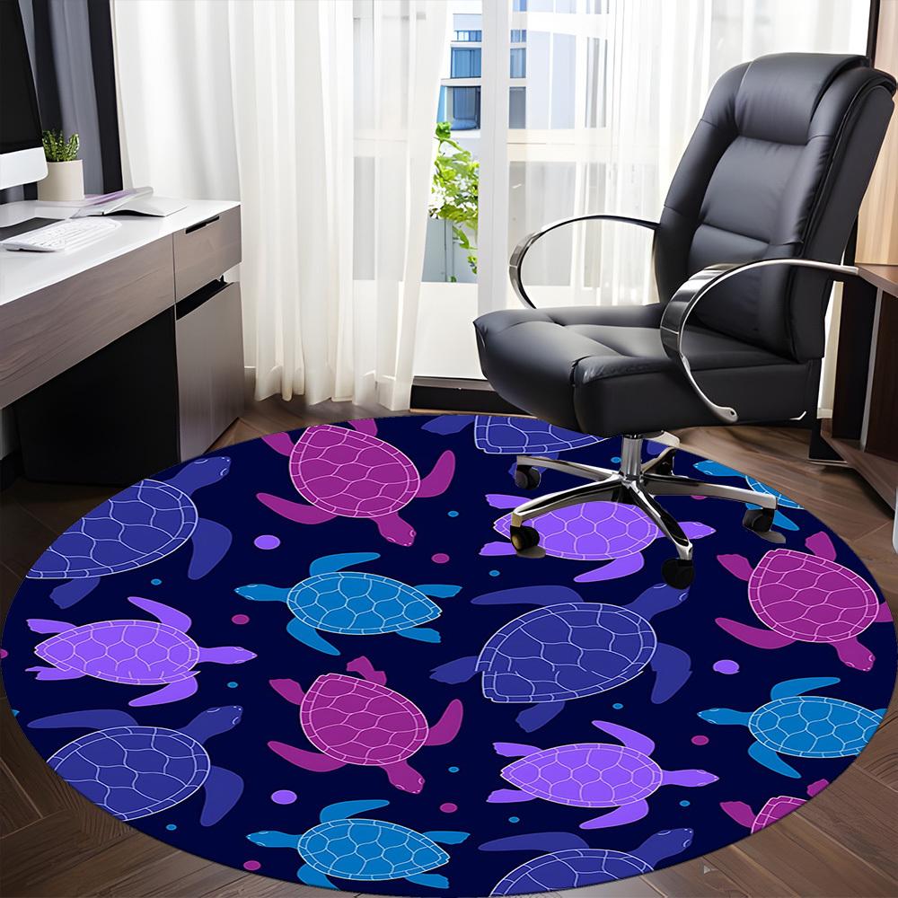 1pc Turtle Pattern Carpet, Round Non Slip Durable Large Size Office Carpet, Suitable for Office