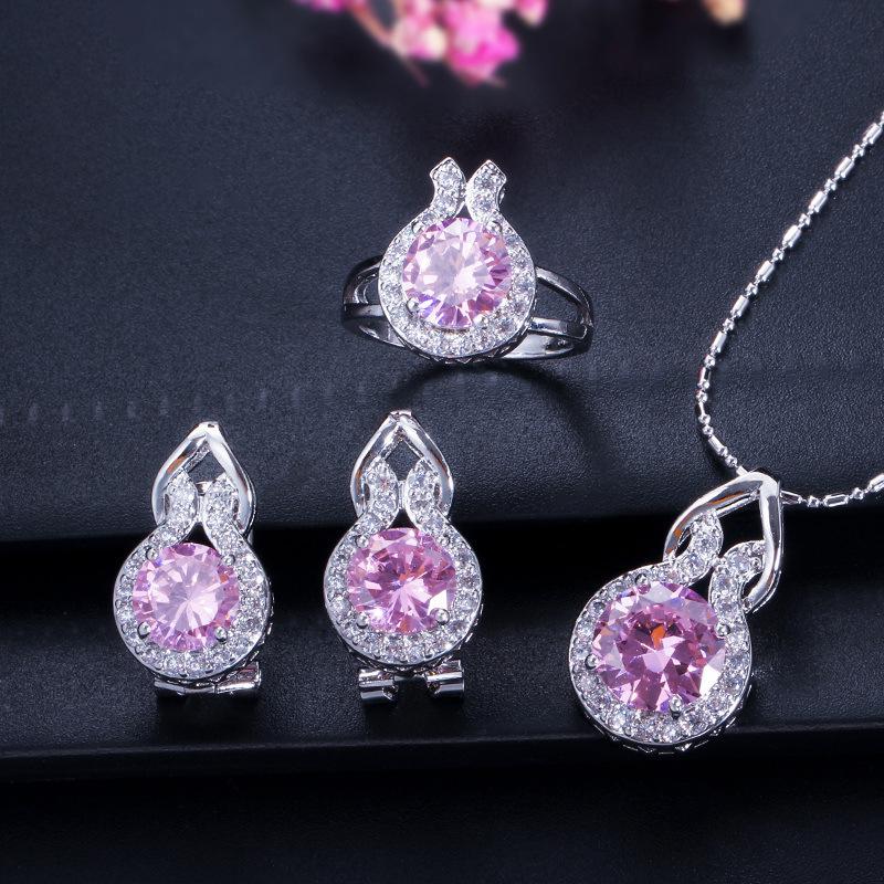 Jewelry Necklace Set, Simple Zircon Three-Piece Set.