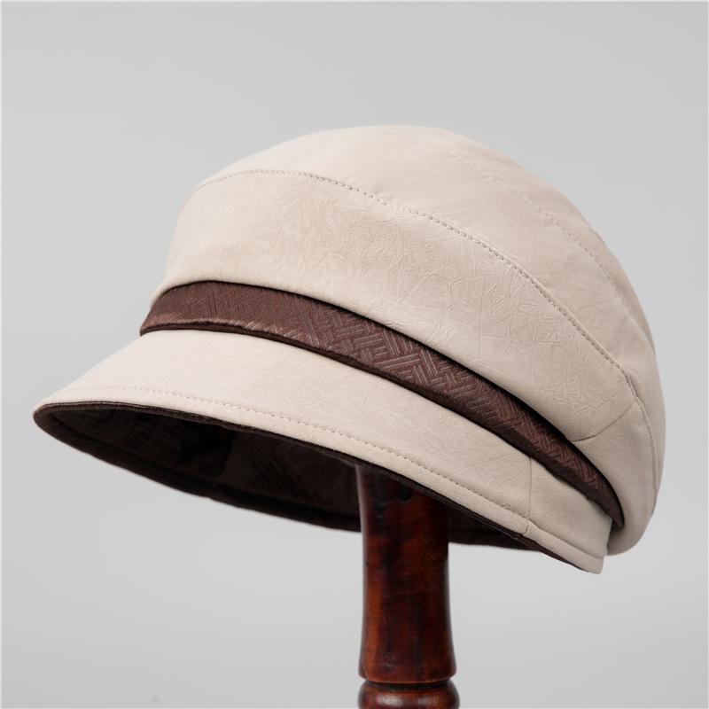 

Шляпа женская в китайском стиле, темпераментная тканевая шляпа, осенне-зимняя шляпа-ведро, шляпа-котелок, берет M（56-58cm） бежевый