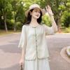 New Chinese Style Embroidered Half-Sleeve Shirt for Middle-Aged Women