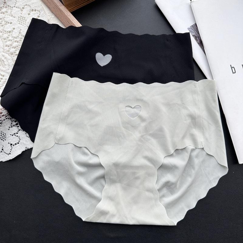 Women's Spring and Summer Love Ice Silk Without Trace Wavy Waist Underwear