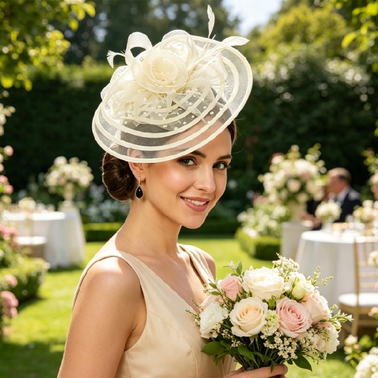 Derby Hat with Hair Clip Fascinator Headpiece For Women Formal Occasion Bridal Accessories Cocktails Party Hair Ornament