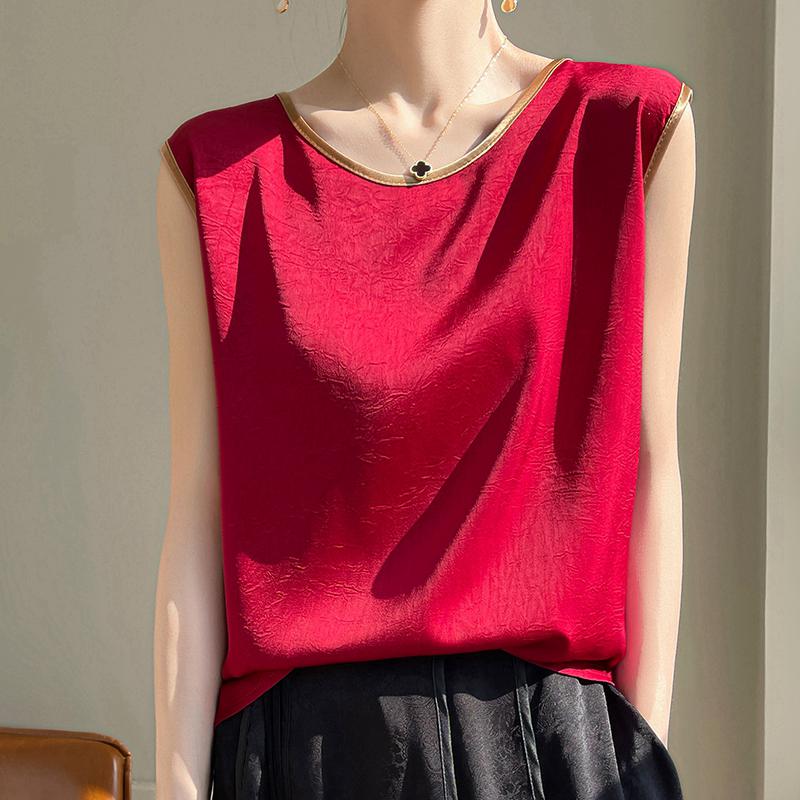 Elegant Silk Satin Sleeveless Camisole Top for Suits
